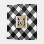 B&W Buffalo Karo Monogram Foto Keepake Keramikornament (Links)