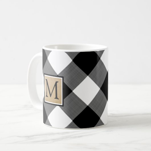 B&W Buffalo Karo Monogram Kaffeetasse (Vorderseite Links)