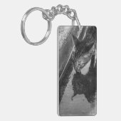 B&W - Cat Drinks Schlüsselanhänger (Vorderseite links)