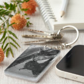 B&W - Cat Drinks Schlüsselanhänger (Vorderseite rechts)