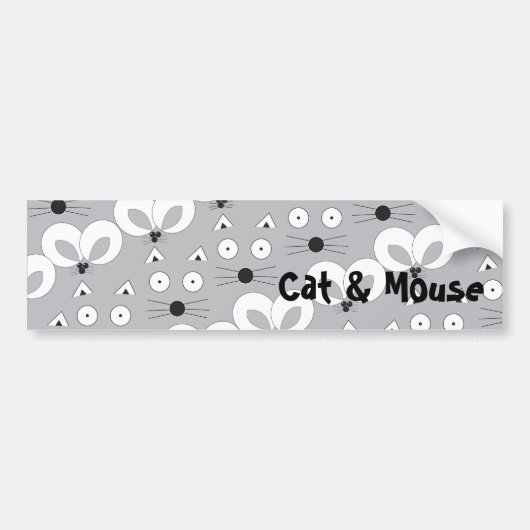 B&W Cat & Mouse Autoaufkleber (Vorne)