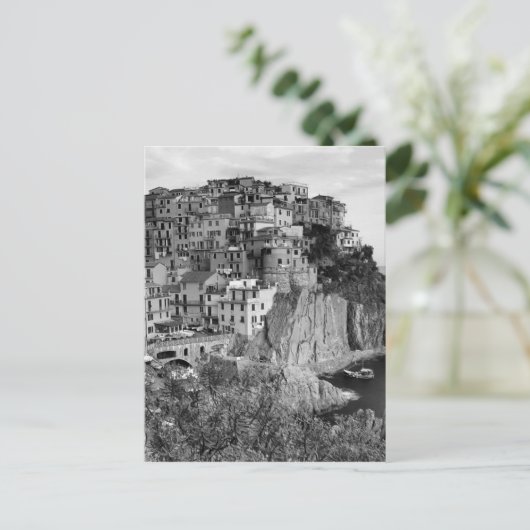 B&W Cinque Terre Postkarte (Stehend Vorderseite)