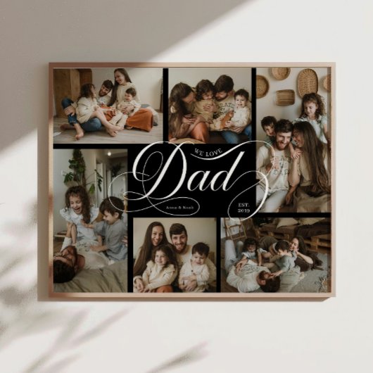 B & W Dad-Script-Typografie 6-Foto-Collage Poster