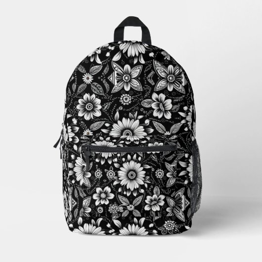 B&W Daisy Dose Bedruckter Rucksack (Vorderseite)