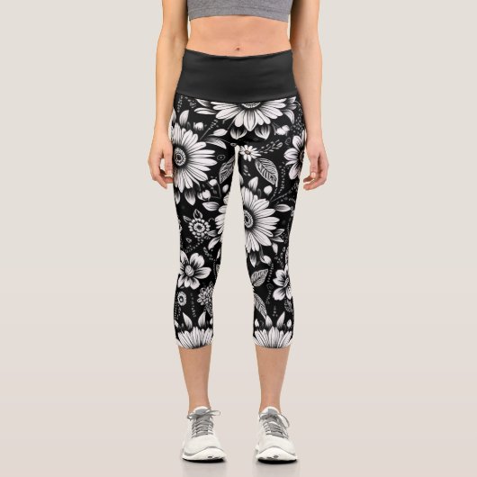 B&W Daisy Dose Capri Leggings (Vorderseite)