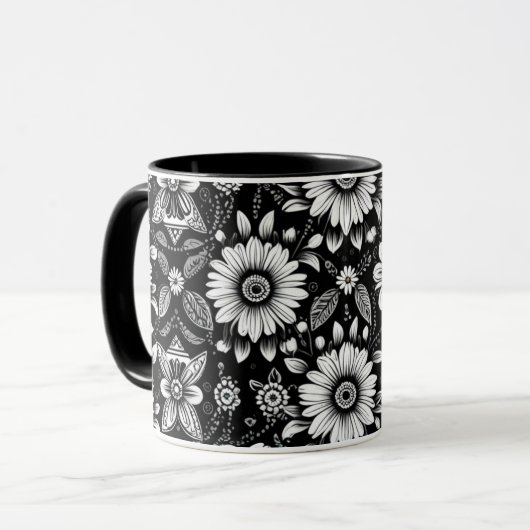 B&W Daisy Dose Tasse (Vorderseite Links)