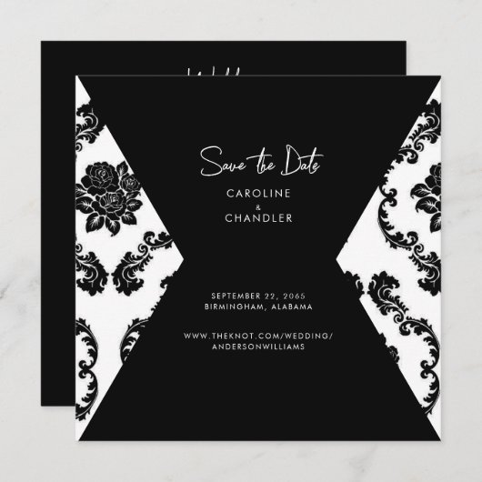 B/W Damaskus-Foto Hochzeit speichern Datum Save The Date (Vorne/Hinten)