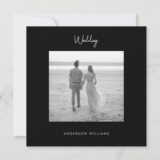 B/W Damaskus-Foto Hochzeit speichern Datum Save The Date (Rückseite)