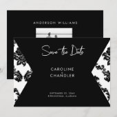 B/W Damaskus-Foto Hochzeit speichern Datum Save The Date (Vorne/Hinten)