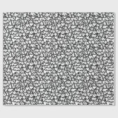 B&W Doodled Christmas Trees Wrapping Paper Geschenkpapier (Flach)