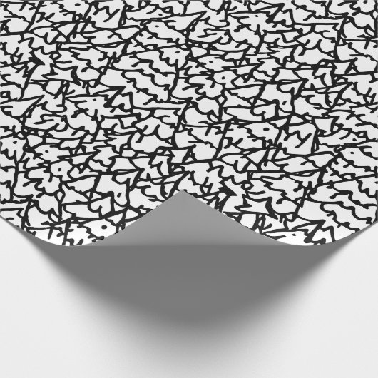 B&W Doodled Christmas Trees Wrapping Paper Geschenkpapier (Ecke)
