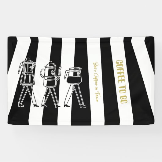 B & W drei Kaffeemaschinen gestreifter Kaffee Banner (Horizontal)