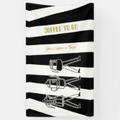 B & W drei Kaffeemaschinen gestreifter Kaffee Banner (Vertikal)