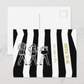 B & W drei Kaffeemaschinen gestreifter Kaffee Postkarte (Vorne/Hinten)