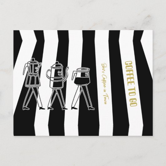 B & W drei Kaffeemaschinen gestreifter Kaffee Postkarte (Vorderseite)