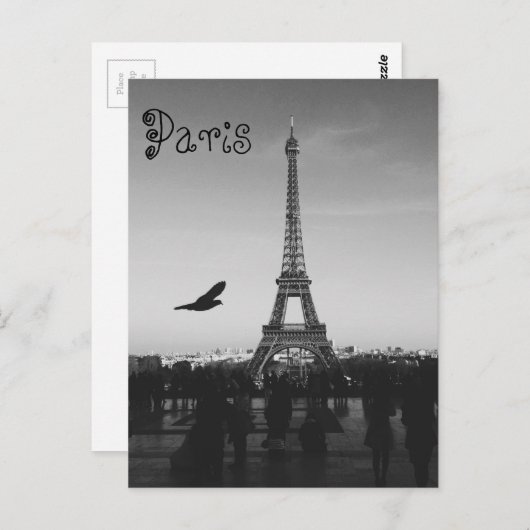 B&W Eiffel Tower Postkarte (Vorne/Hinten)