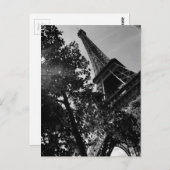 B&W Eiffelturm 2 Postkarte (Vorne/Hinten)