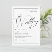 B&W Elegant Formal Script Einladung (Stehend Vorderseite)