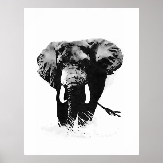 B&W Elephant Posters Prints Poster (Vorne)