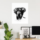 B&W Elephant Posters Prints Poster (Heimbüro)