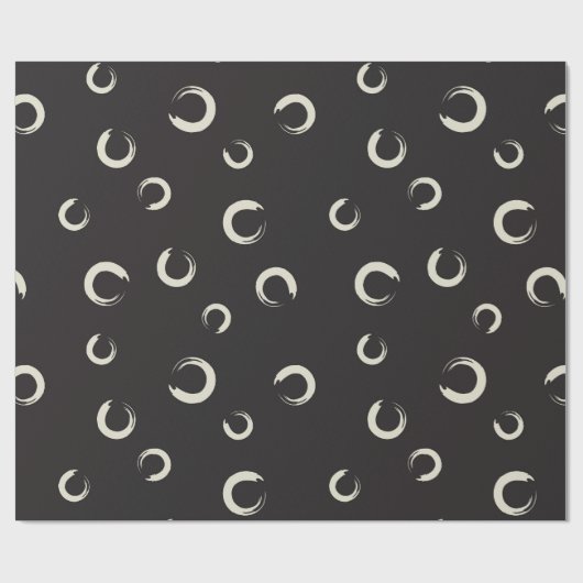 B&W Enso Brush Stroke Geschenkpapier (Flach)