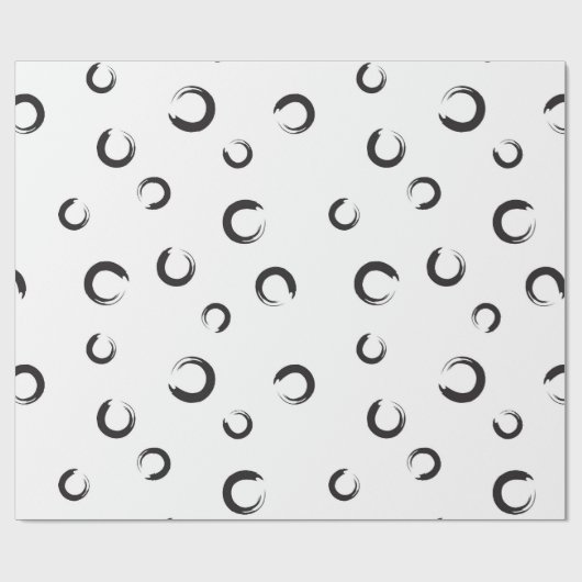B&W Enso Brush Stroke Geschenkpapier (Flach)