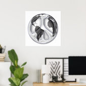 B&W Erdfriedenszeichen Poster (Heimbüro)