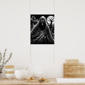 B&W Evil Spirit in Friedhof Creepy Poster (Küche)