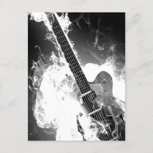B&W Flaming Guitar Postkarte