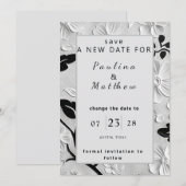 B & W Florals verändern das Hochzeitsdatum Einladung (Vorne/Hinten)
