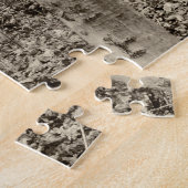 B&W Forest mit Nebel hinter den Bäumen Puzzle (Seite)