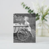 B&W Foto Child Straight Move Cart Neue Adresse Postkarte (Stehend Vorderseite)