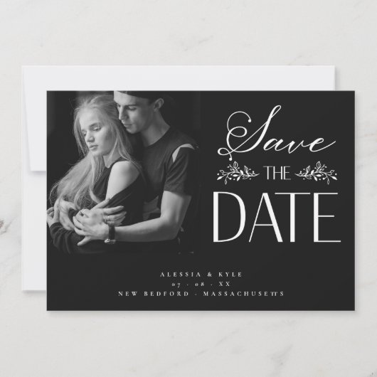 B&W Foto Couple Wedding Elegantes Botanisches Ambi (Vorderseite)