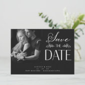 B&W Foto Couple Wedding Elegantes Botanisches Ambi (Stehend Vorderseite)