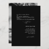 B/W Foto Elegante Schwarze Hochzeit Einladung (Vorne/Hinten)