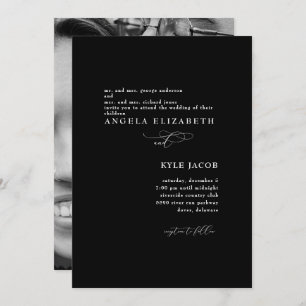 B/W Foto Elegante Schwarze Hochzeit Einladung