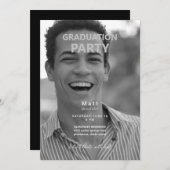 B/W Foto Graduation Party Einladung (Vorne/Hinten)