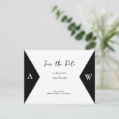 B/W Foto Monogram Wedding Save the Date Postkarte (Stehend Vorderseite)