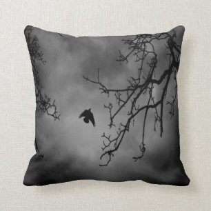 B&W Foto-Vogel, der #1-Pillow fliegt Kissen