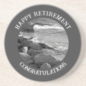 B & W Fotografie des Wavy Ocean Retirement Party Getränkeuntersetzer (Vorne)