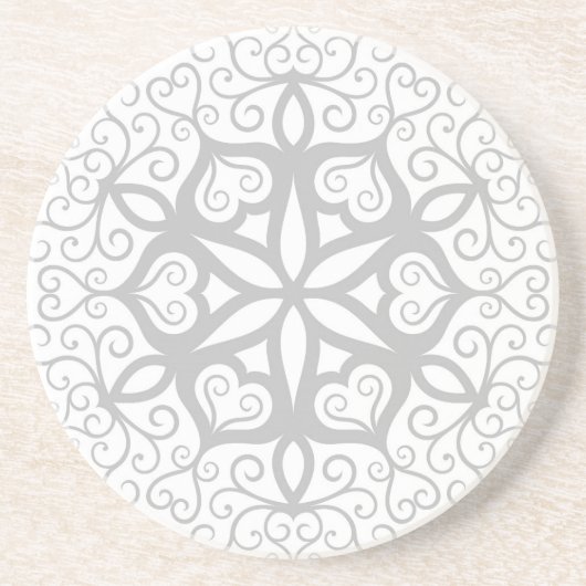 B&W Fraktal Blume Verschönerung 4 Untersetzer (Vorne)