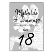 B&W Frangipani Bohemisch Botanische Moderne Wasser Tischnummer (Rückseite)