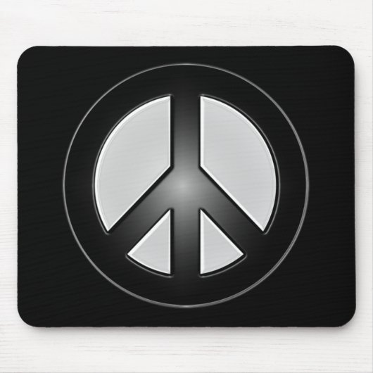 B&W Friedenszeichen Mousepad (Vorne)