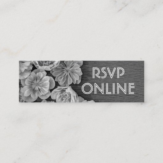 B & W Garden Hellebore Mini Web RSVP Card Visitenkarte (Vorderseite)