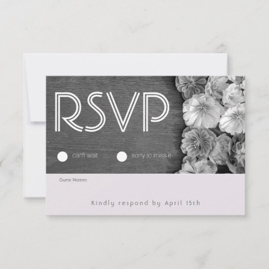 B & W Garden Hellebore Wood RSVP Card Karte (Vorderseite)