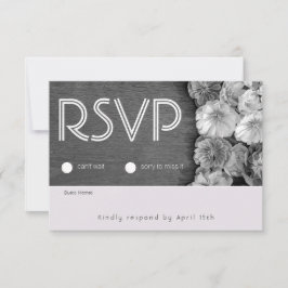 B & W Garden Hellebore Wood RSVP Card Karte