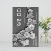 B & W Garden Hellebore Wood Wedding Program (Stehend Vorderseite)
