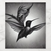 B&W gemalter Kolibri Weinetikett (Einzelnes Label)