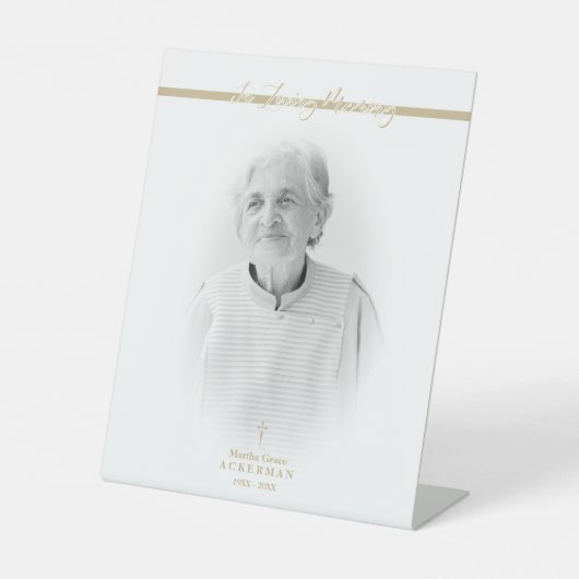 B&W Golden Photo Remembrance Service Dear Ones Sockelschild (Vorderseite)