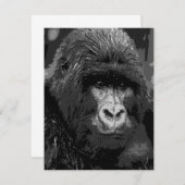 B&W Gorilla Face Invites Einladung (Vorne/Hinten)